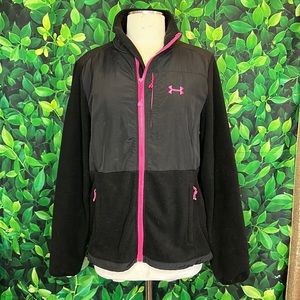 Under Armour fleece combo jacket. Black and pink